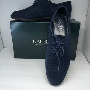 Lauren Ralph Lauren Women’s Marian SH-CSL Navy Blue Suede Oxfords Size 7.5 B